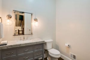 Bathroom vanity and toilet