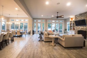 Open floor plan with living and dining rooms