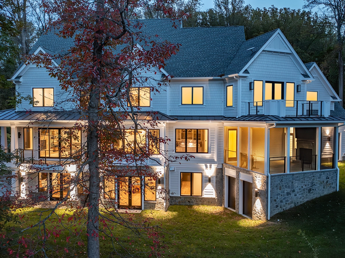 Sahlin Farms home exterior at night